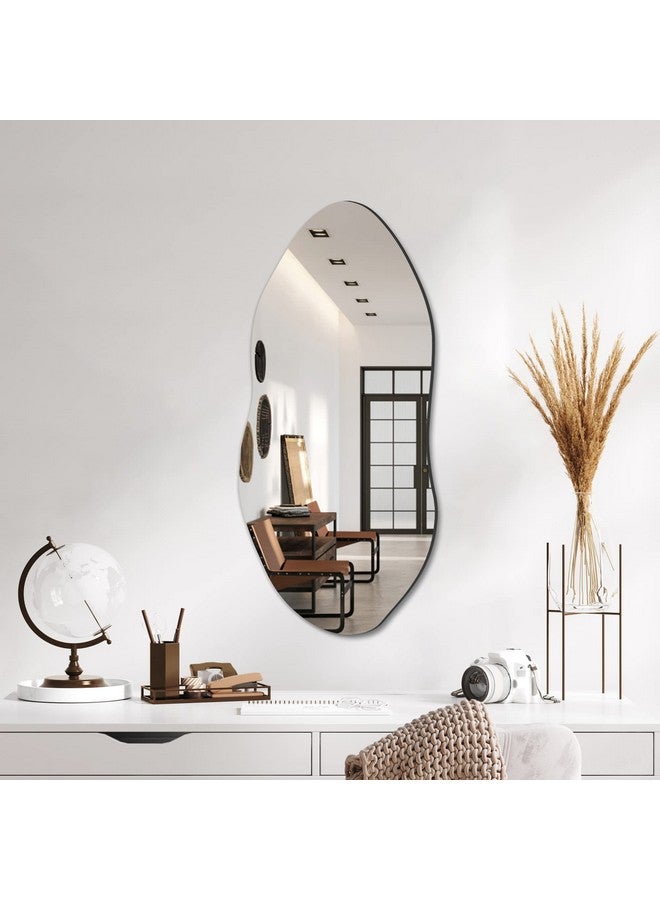 Delma Delma Irregular Wall Mirror for Wall, Entryway, Bedroom, Asymmetrical Mirror with Hooks, Cloud Mirror, Aesthetic Mirror,Frameless Mirror  - Image 2