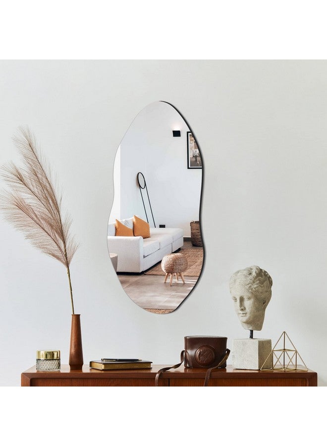 Delma Delma Irregular Wall Mirror for Wall, Entryway, Bedroom, Asymmetrical Mirror with Hooks, Cloud Mirror, Aesthetic Mirror,Frameless Mirror  - Image 3