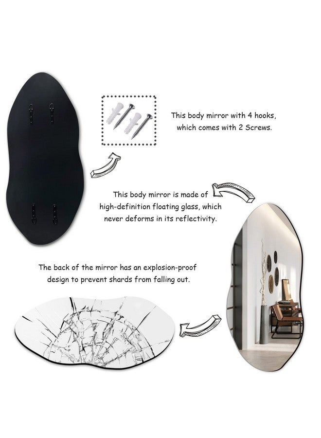 Delma Delma Irregular Wall Mirror for Wall, Entryway, Bedroom, Asymmetrical Mirror with Hooks, Cloud Mirror, Aesthetic Mirror,Frameless Mirror  - Image 4