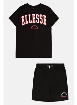 Kids Boy 2 Pcs Sportswear Brand Logo T Shirt And Short Set, Black
