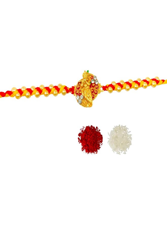 Sesonby Bhai Bhabhi Rakhi With Roli Chawal Krishna Moli Thread Rakhi For Brother kids boys and girls #R252 - Image 3