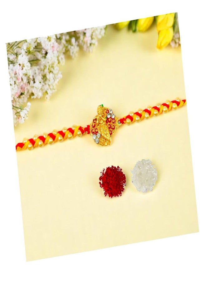 Sesonby Bhai Bhabhi Rakhi With Roli Chawal Krishna Moli Thread Rakhi For Brother kids boys and girls #R252 - Image 1