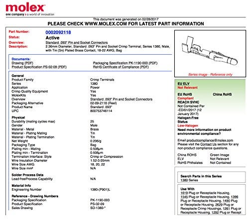 Molex 6 Pin Molex Connector Lot, 3 Matched Sets, w/18-22 AWG .093" Pins, Panel Mount - Image 4