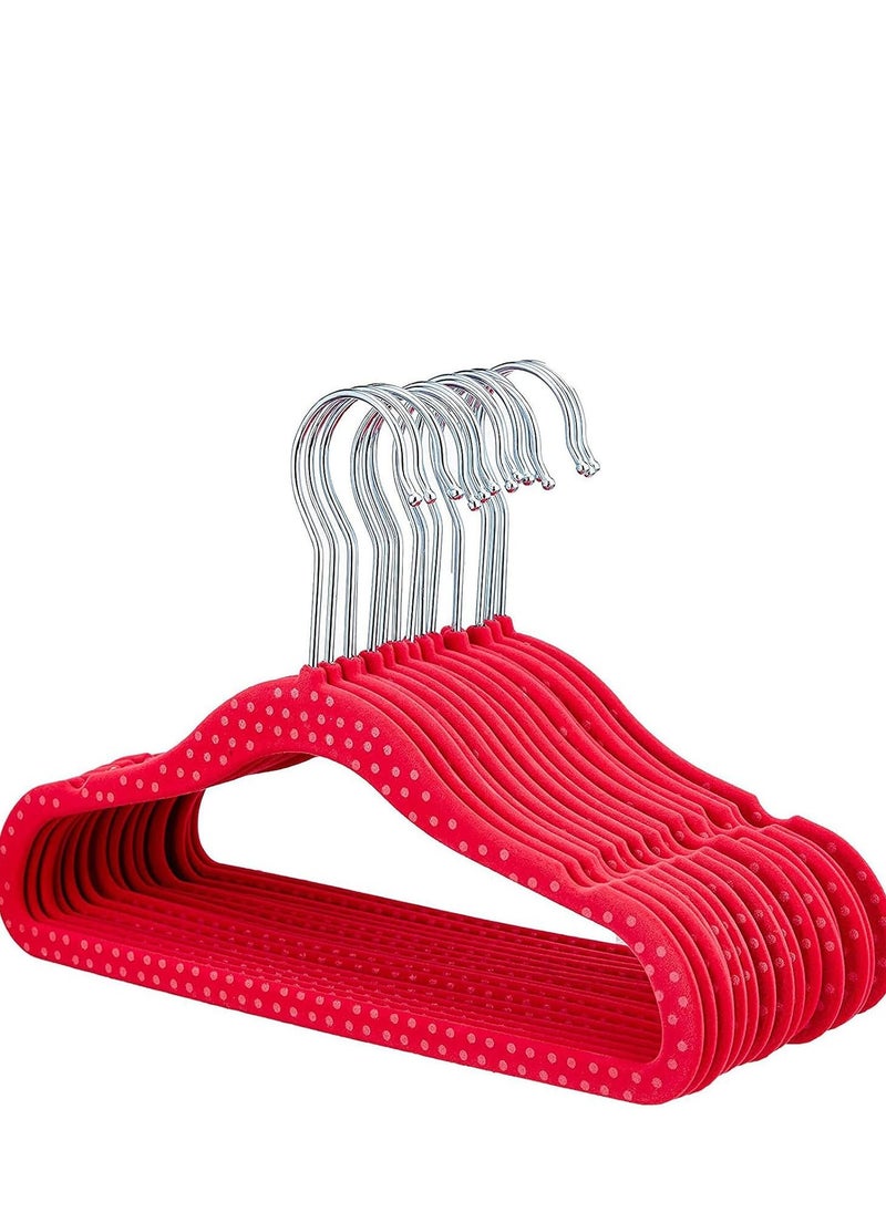 Rightsure Baby Clothes Hangers, Kids Velvet Hangers, Baby Toddler Kids Hangers With Swivel 360 Hook, Notched Shoulder Design For Children Clothes, Sturdy&Durable Clothes Hangers (Red, 50pcs)  - Image 1