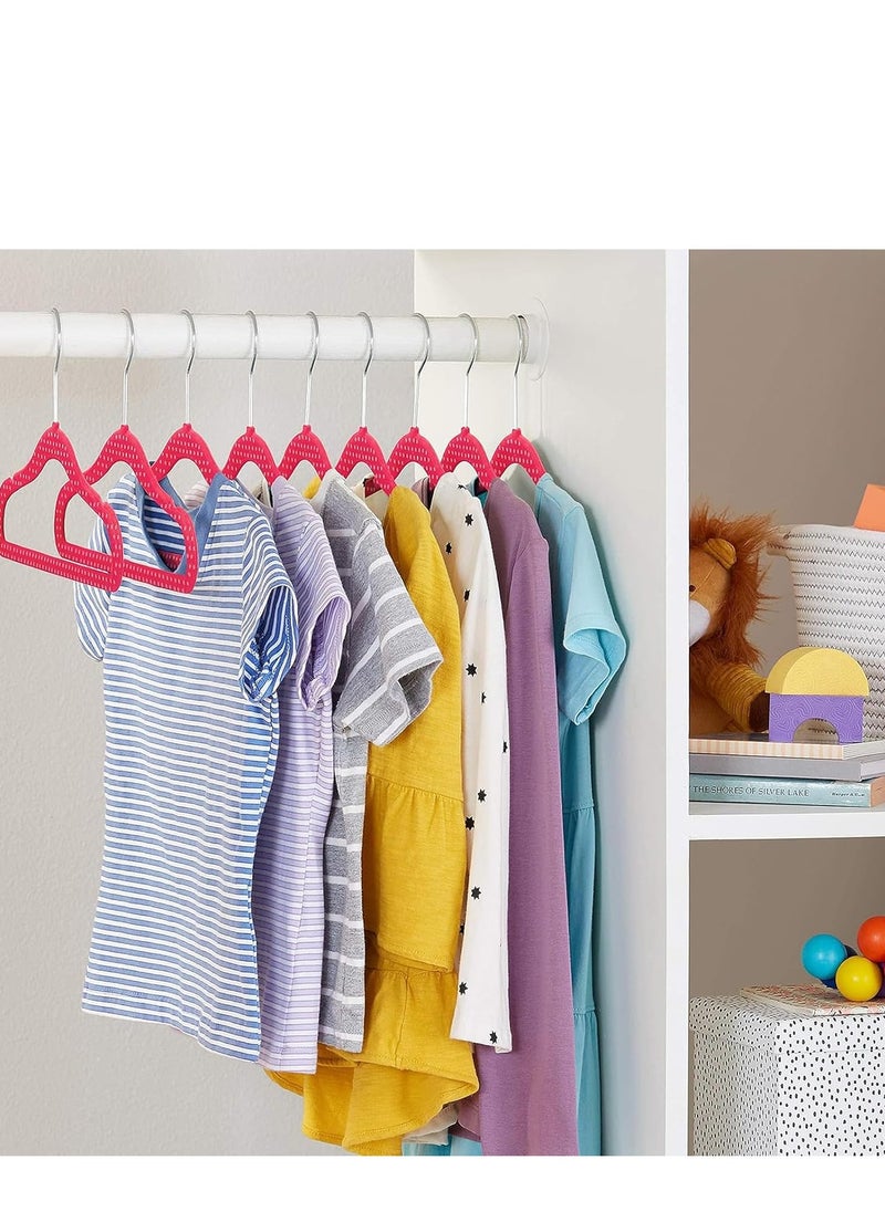 Rightsure Baby Clothes Hangers, Kids Velvet Hangers, Baby Toddler Kids Hangers With Swivel 360 Hook, Notched Shoulder Design For Children Clothes, Sturdy&Durable Clothes Hangers (Red, 50pcs)  - Image 5