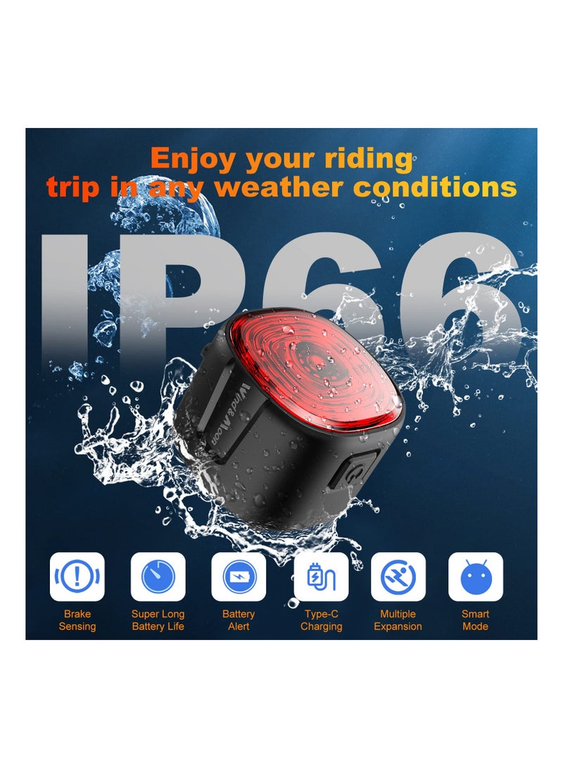 SYOSI Bike Rechargeable LED Tail Light, IP66 Waterproof Tail Light Safety Warning Light Bicycle Rear Light Ultra Bright LED Warning Back Bicycle Flashlight with Six Modes for Bike Bicycle Visibility Safety  - Image 3