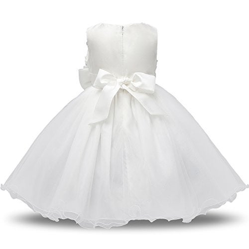 NNJXD Girl Sleeveless Lace 3D Flower Tutu Holiday Princess Dresses Size 3-4Years White - Image 2