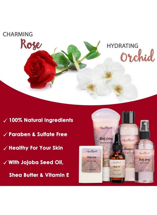 Aqua Elegante - Bath Spa Gift Sets Luxury Basket With Rose Oil & Orchid Spa Kit Includes Wash Bubble Bath Lotion Bath Salts Body Scrub Body Spray Shower Puff Bathbombs Soap And Towel - Image 1