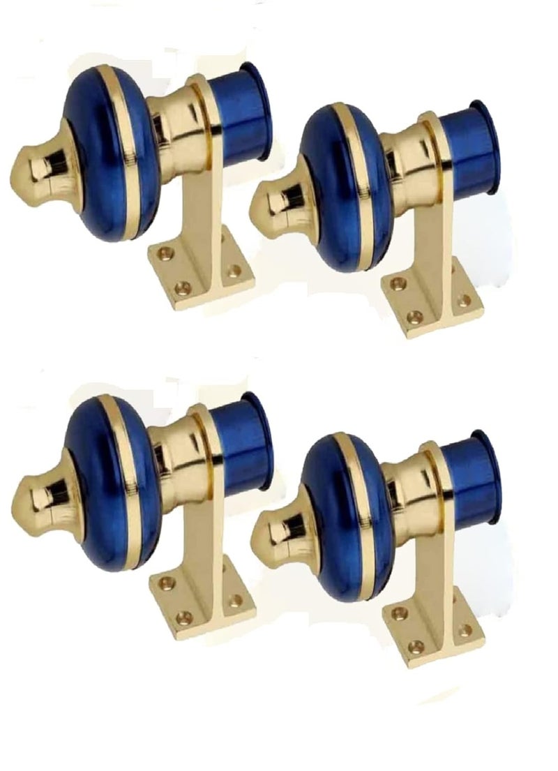 GHAR DWAR Ghardwar Zinc Alloy Antique Mandir Blue Gold Finish Curtain Bracket Window Curtains Holder Support for Window Door Fitting Curtain Bracket Pack of 8 Pair - Image 3