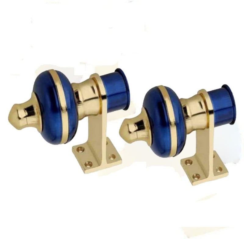 GHAR DWAR Ghardwar Zinc Alloy Antique Mandir Blue Gold Finish Curtain Bracket Window Curtains Holder Support for Window Door Fitting Curtain Bracket Pack of 8 Pair - Image 4