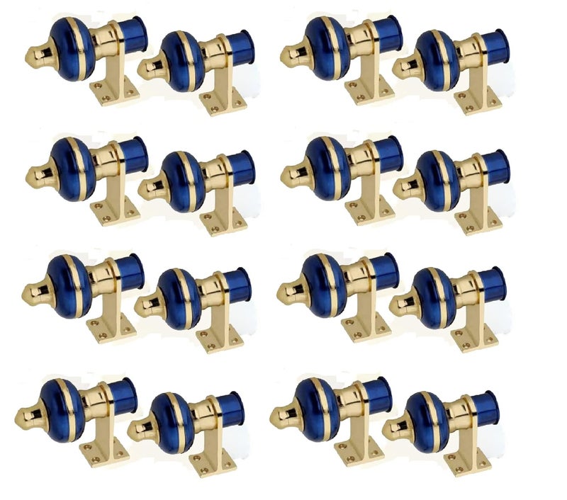 GHAR DWAR Ghardwar Zinc Alloy Antique Mandir Blue Gold Finish Curtain Bracket Window Curtains Holder Support for Window Door Fitting Curtain Bracket Pack of 8 Pair - Image 1