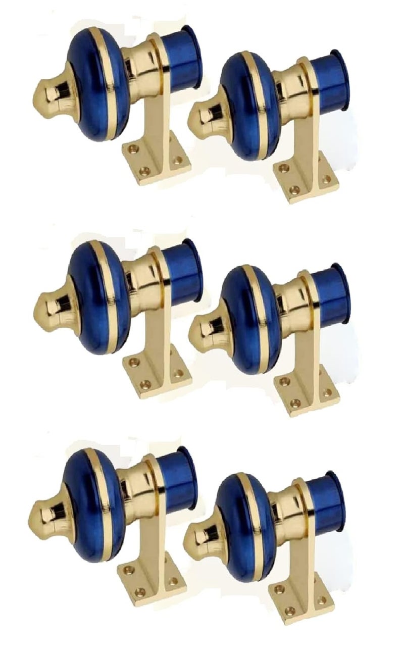 GHAR DWAR Ghardwar Zinc Alloy Antique Mandir Blue Gold Finish Curtain Bracket Window Curtains Holder Support for Window Door Fitting Curtain Bracket Pack of 8 Pair - Image 2