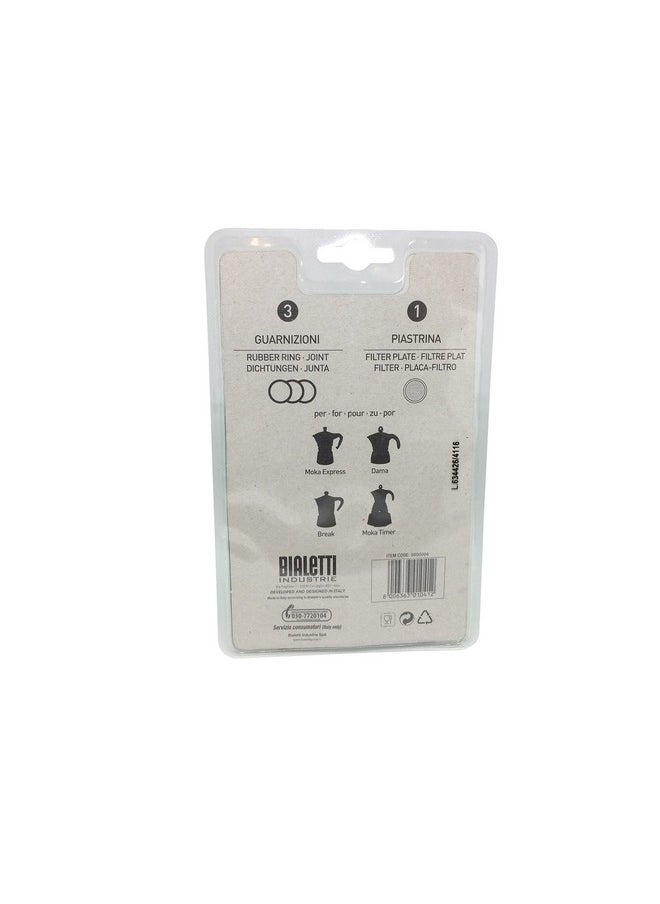 BIALeTTI Bialetti Moka Express 6 Cup Replacement Filter and 3 Gaskets , White  - Image 1