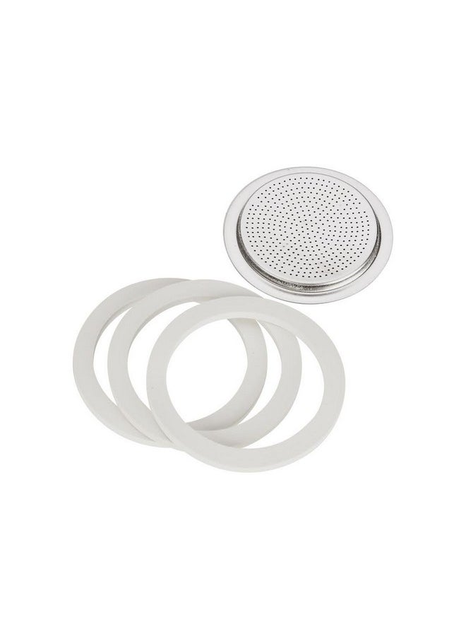 BIALeTTI Bialetti Moka Express 6 Cup Replacement Filter and 3 Gaskets , White  - Image 2