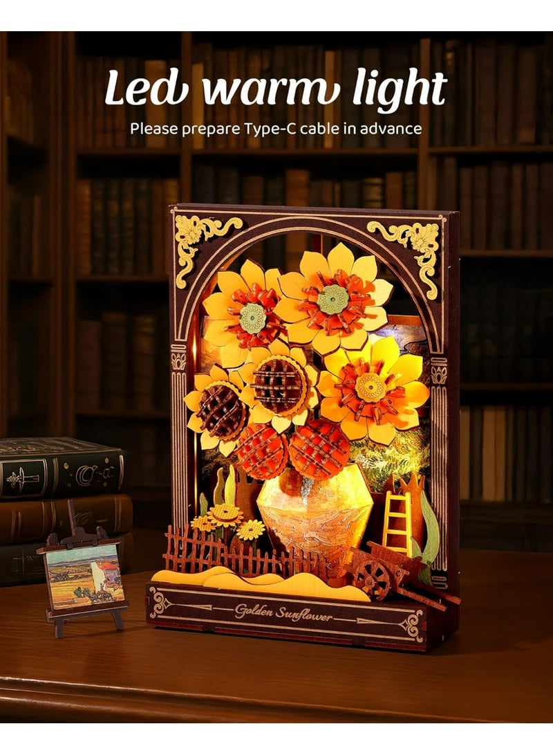 روبوتايم روود غولدن سن فلاور لوحة جدارية خشبية ثلاثية الأبعاد TH002 - Image 2