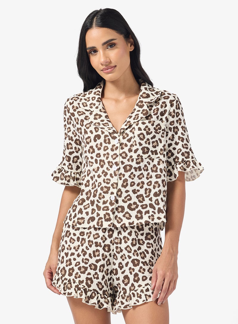 جينجر طقم بيجامة قميص وشورت بطبعة حيوانات - Image 3