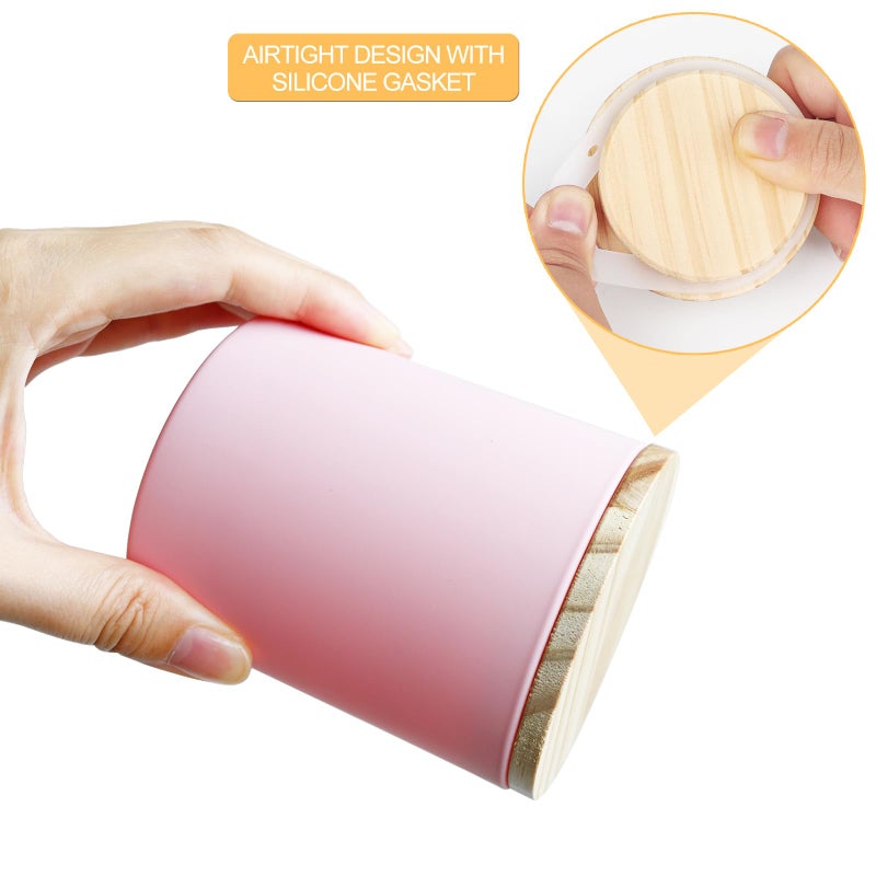 SHOWIN 10 OZ Thick Candle Jars for Making Candles 15 Pcs, Empty Jars with Wood Lids for Candle Making, Sample Container, Matte Pink - Image 3