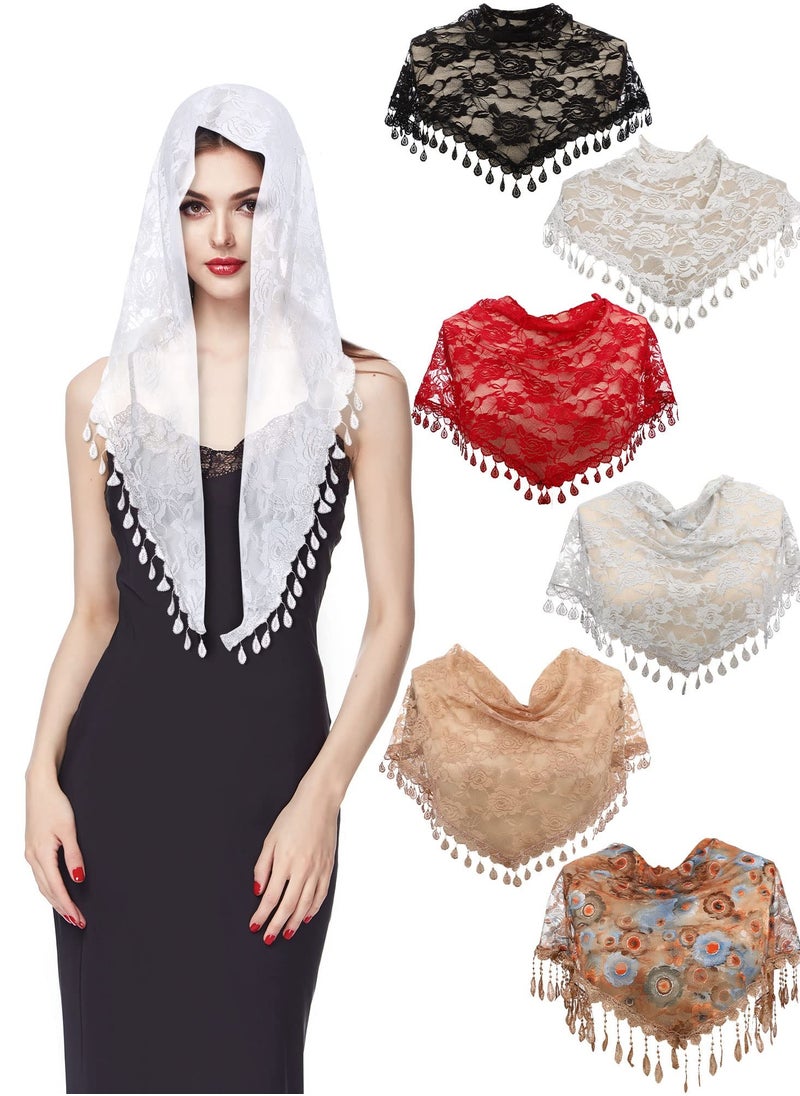 SYOSI - Triangle Lace Shawl Mantilla Veil, Shawl or Scarf Latin Mass Head Cover, Lightweight Head Coverings, Soft Lace Chapel Veil, for Parties, Birthdays, Festivals and etc. - Image 1
