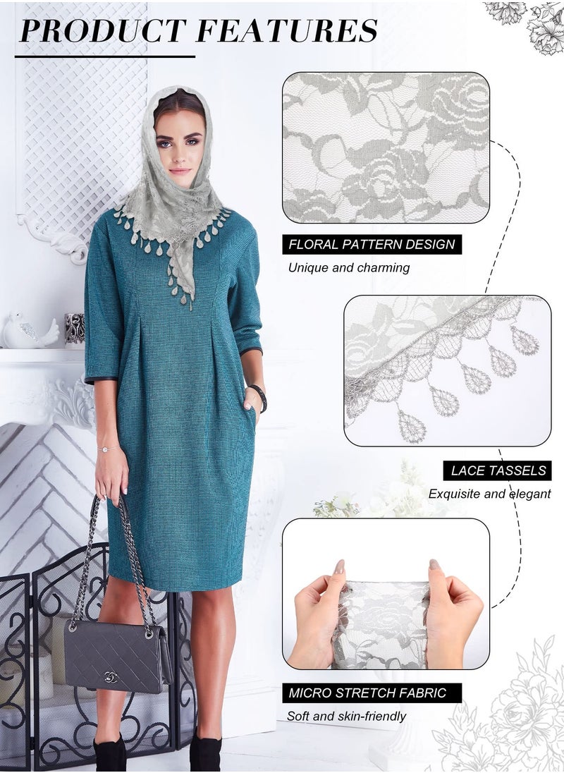 SYOSI - Triangle Lace Shawl Mantilla Veil, Shawl or Scarf Latin Mass Head Cover, Lightweight Head Coverings, Soft Lace Chapel Veil, for Parties, Birthdays, Festivals and etc. - Image 1