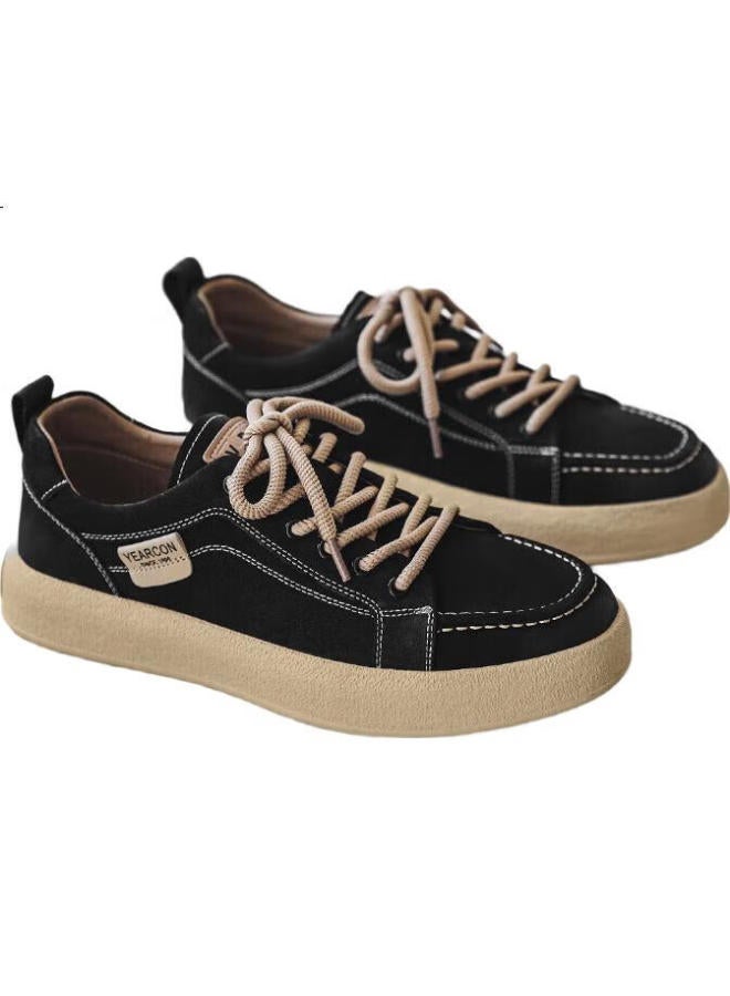 YEARCON Men'S Sports Casual Shoes Fashion Sneakers Lace-Up Single Shoes Men 54283W Black 39 - Image 3