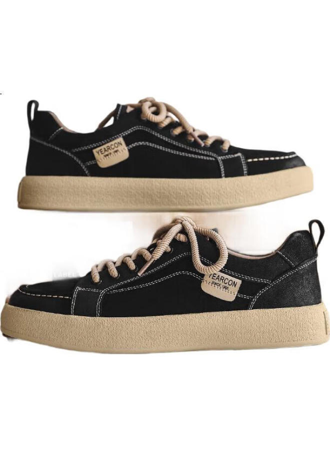 YEARCON Men'S Sports Casual Shoes Fashion Sneakers Lace-Up Single Shoes Men 54283W Black 39 - Image 1