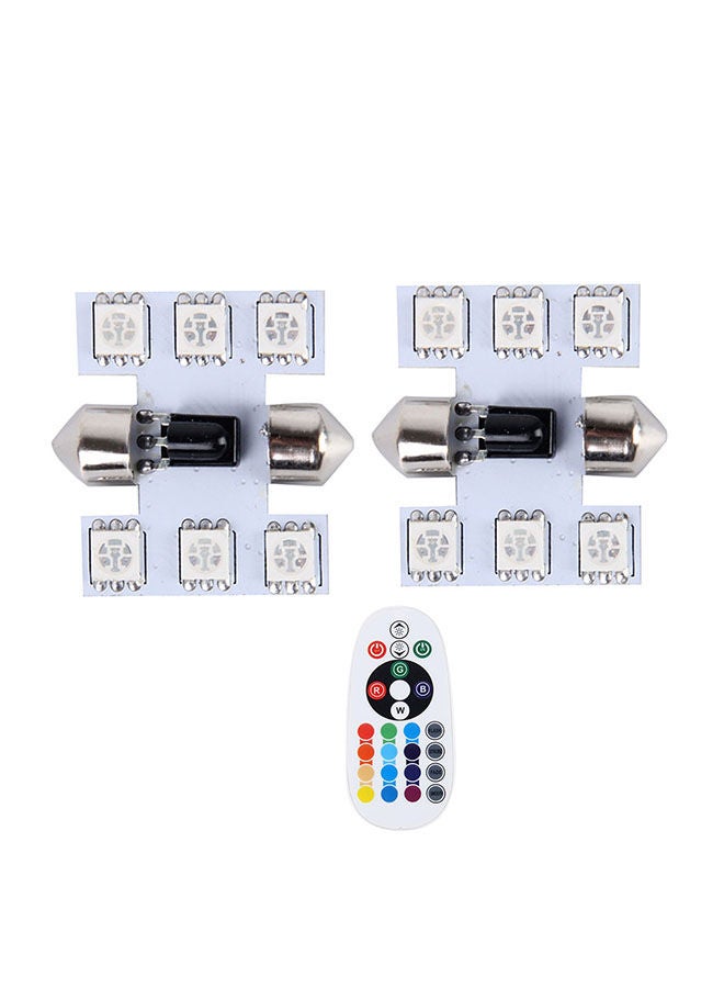 NIBEMINENT 2-Piece Colorful 31MM Bicuspid Remote Control Car Dome Lamp LED Reading Light With 6 Lights - Image 1