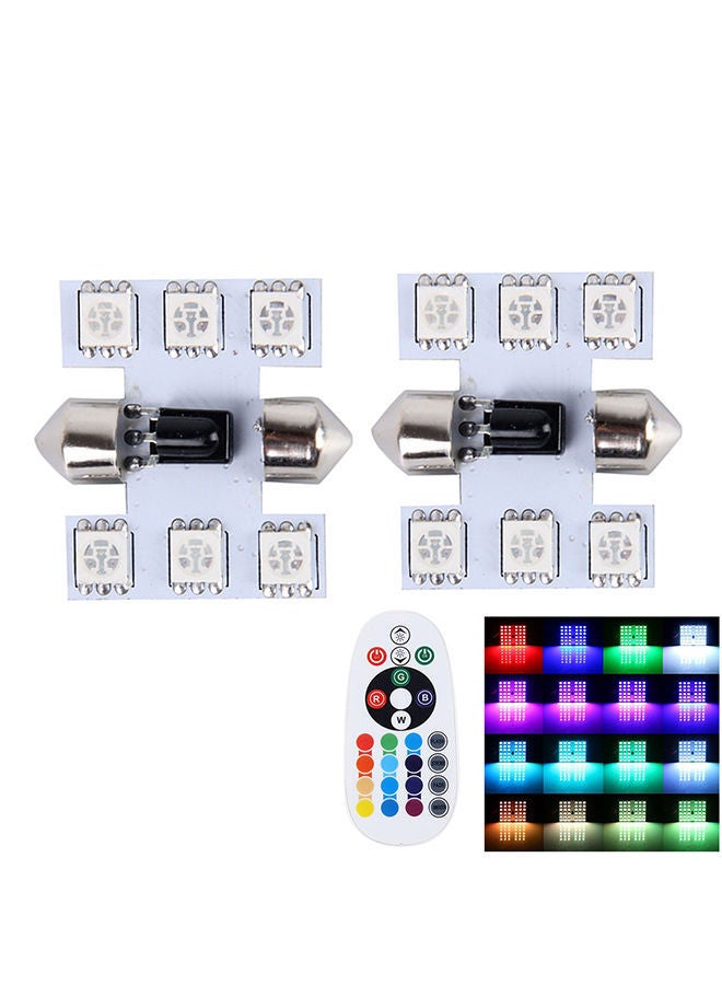 NIBEMINENT 2-Piece Colorful 31MM Bicuspid Remote Control Car Dome Lamp LED Reading Light With 6 Lights - Image 2