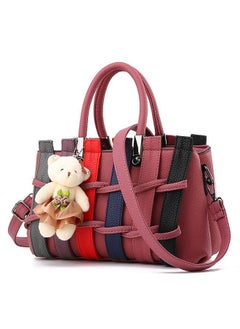 Women's Bag,Sweet Fashion Embossed Women's Bag,Leather Crossbody Shoulder Bag with Bear Pendant,Suitable Gift For Female Loved Ones And Female Friends