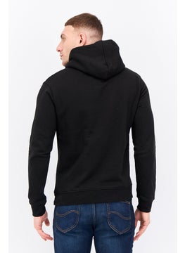 CROSSHATCH Men Hooded Graphic Print Long Sleeves Sweatshirt, Black  - Image 3