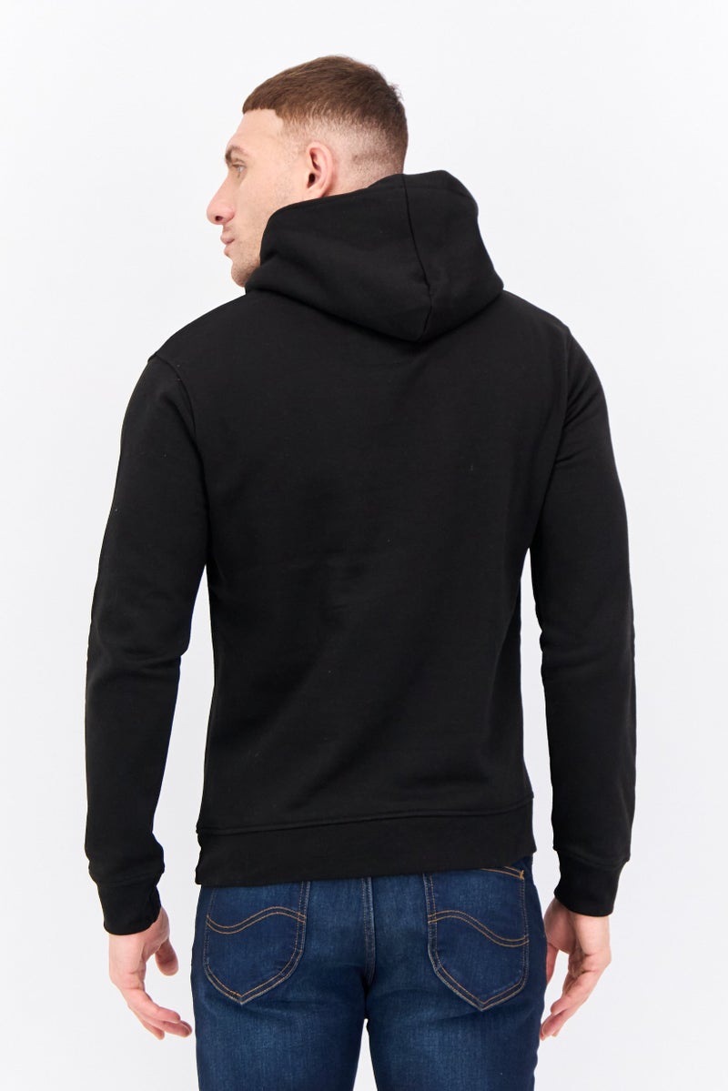 CROSSHATCH Men Hooded Graphic Print Long Sleeves Sweatshirt, Black  - Image 3