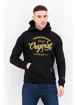 CROSSHATCH Men Hooded Graphic Print Long Sleeves Sweatshirt, Black  - Image 1