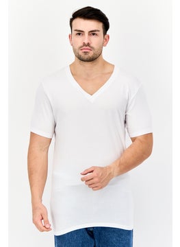 Men 2 Pack V-Neck Short Sleeves Plain T-Shirt, White