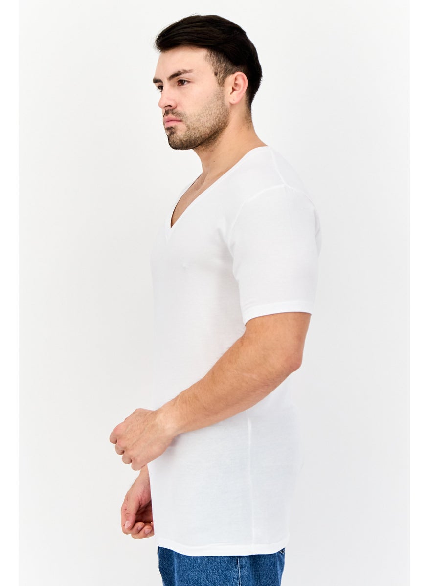 Tommy John - Men 2 Pack V-Neck Short Sleeves Plain T-Shirt, White - Image 1