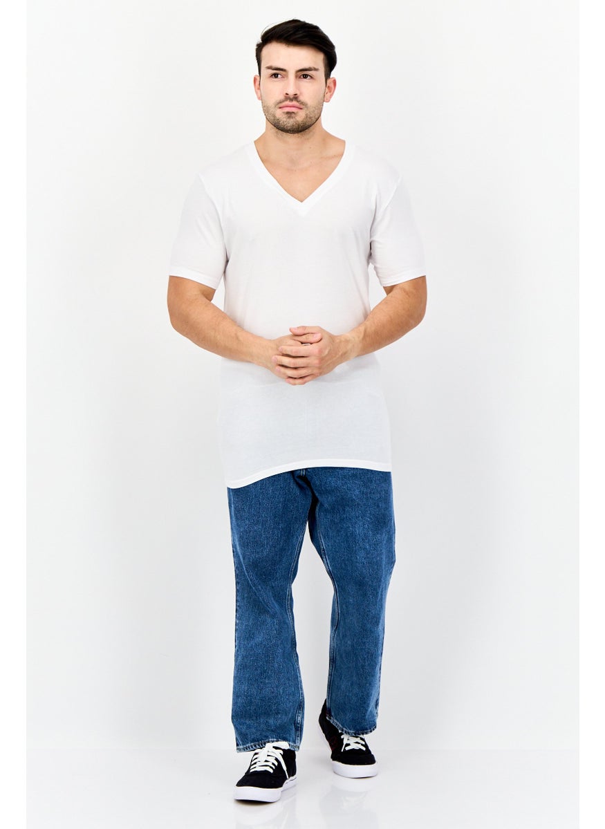 Tommy John - Men 2 Pack V-Neck Short Sleeves Plain T-Shirt, White - Image 1