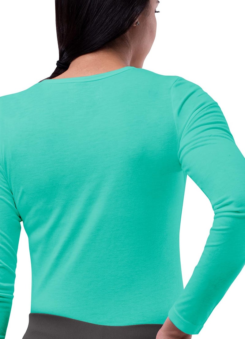 Sivvan Scrubs for Women - Long Sleeve Comfort Underscrub Tee - S8500 - Sea Glass - L - Image 2