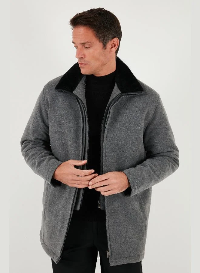 Buratti  Buratti Slim Fit Removable Furry Collar Detailed Lined Cashmere Coat Men's COAT 58400217 for Men | Best Price UAE