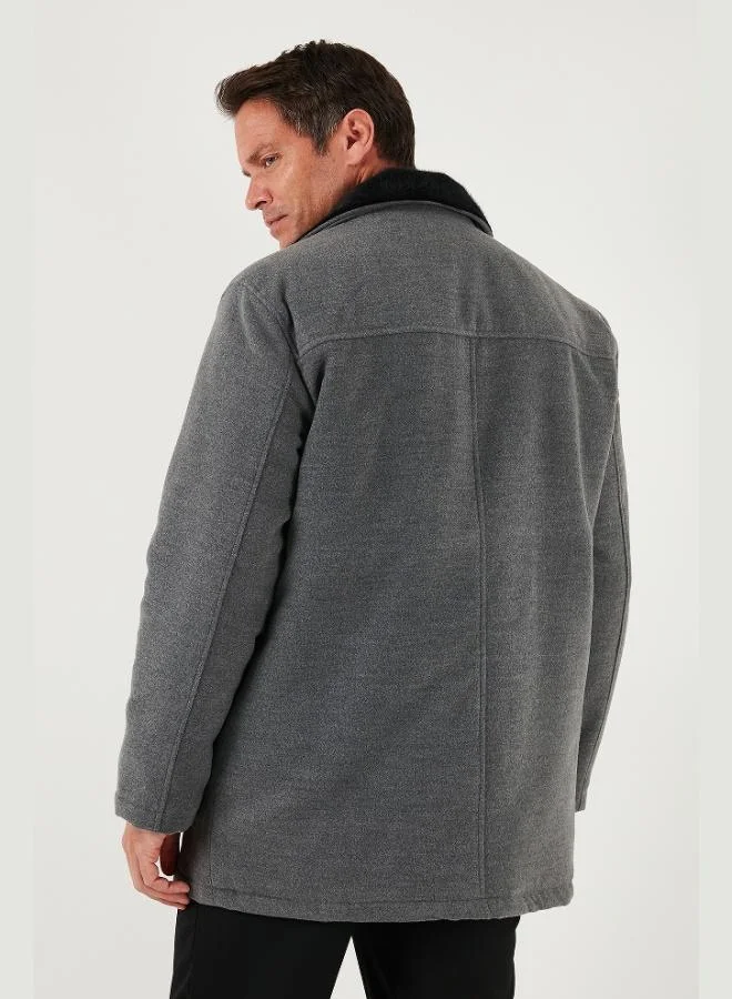 Buratti  Buratti Slim Fit Removable Furry Collar Detailed Lined Cashmere Coat Men's COAT 58400217 for Men | Best Price UAE