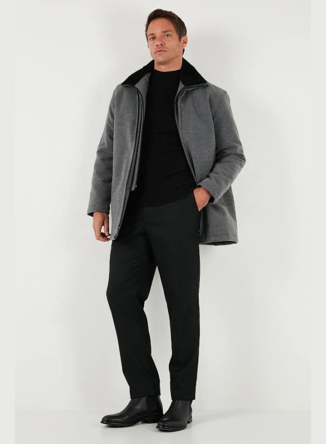 Buratti  Buratti Slim Fit Removable Furry Collar Detailed Lined Cashmere Coat Men's COAT 58400217 for Men | Best Price UAE