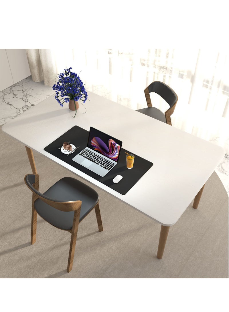 واقي وسادة مكتب من الجلد، أسود 90*40 سم، وسادة ماوس، حصيرة مكتب، مناديل مكتب من الجلد الصناعي غير قابلة للانزلاق، وسادة مكتب كمبيوتر محمول، وسادة كتابة مكتبية مقاومة للماء للمكتب والمنزل - Image 4