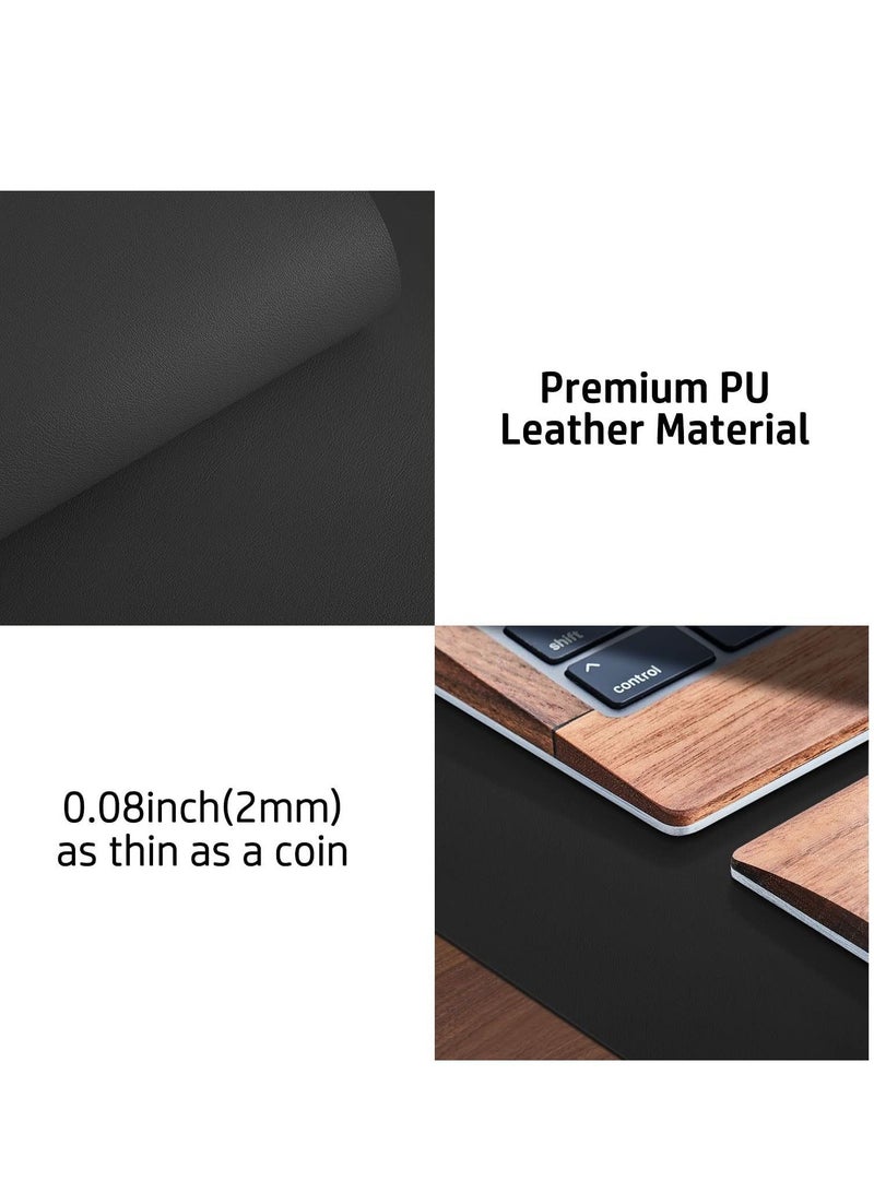 واقي وسادة مكتب من الجلد، أسود 90*40 سم، وسادة ماوس، حصيرة مكتب، مناديل مكتب من الجلد الصناعي غير قابلة للانزلاق، وسادة مكتب كمبيوتر محمول، وسادة كتابة مكتبية مقاومة للماء للمكتب والمنزل - Image 5