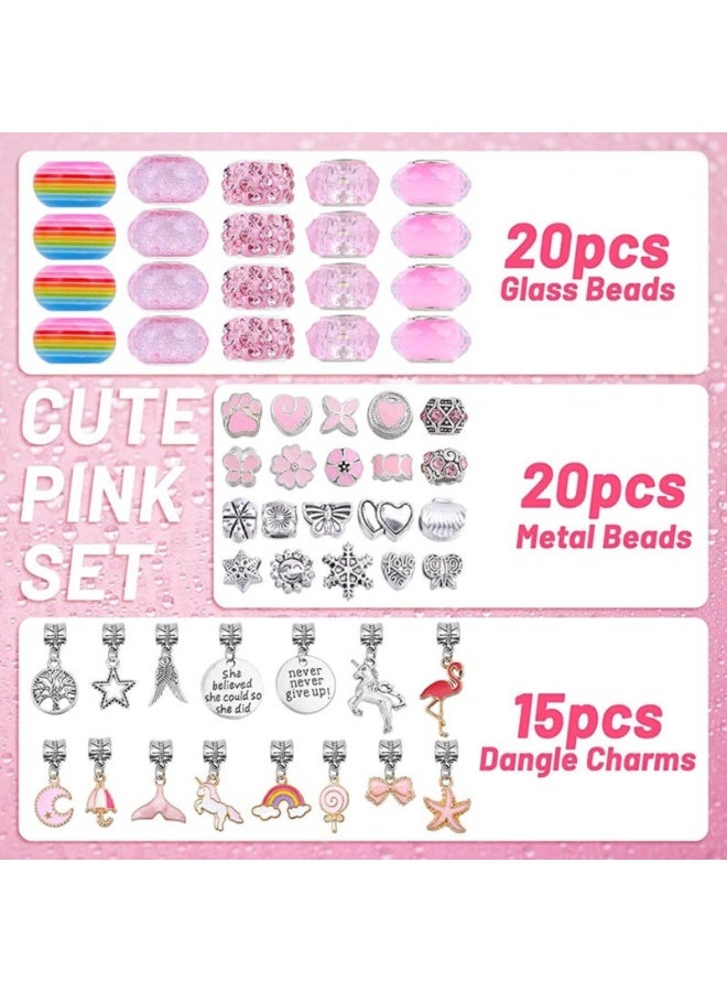 KADRAMA Diy Girls' Bracelet Making Set 63pcs Charm Bracelet Set with Beads Pendant Charm Bracelet String Crafts and Necklace Making Jewelry Making Supplies Girls' Gift - Image 2