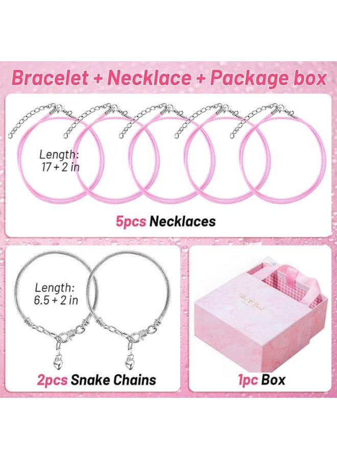 KADRAMA Diy Girls' Bracelet Making Set 63pcs Charm Bracelet Set with Beads Pendant Charm Bracelet String Crafts and Necklace Making Jewelry Making Supplies Girls' Gift - Image 3