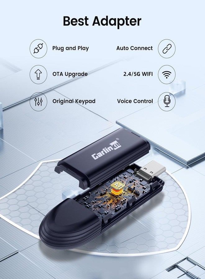 Carlinkit MINI SE PRO Wireless Adapter for OEM Wired CarPlay & OEM Wired Android Auto, Compatible with iOS 10 & Android 10 and Above, Fast Connection, No Latency - Deep Blue - Image 3