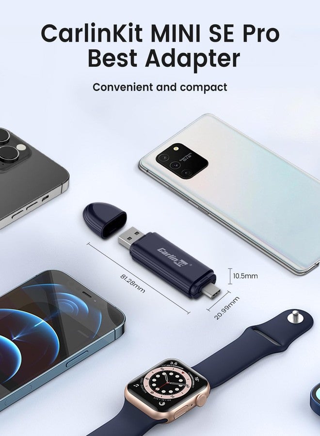 Carlinkit MINI SE PRO Wireless Adapter for OEM Wired CarPlay & OEM Wired Android Auto, Compatible with iOS 10 & Android 10 and Above, Fast Connection, No Latency - Deep Blue - Image 2