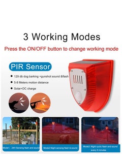 Y&D Solar Security Alarm Lights Outdoor Motion Sensor Detector Siren Sound LED Warning Strobe Flashing Light Keep Animal Away for Home Farm Barn Villa Yard  - Image 2