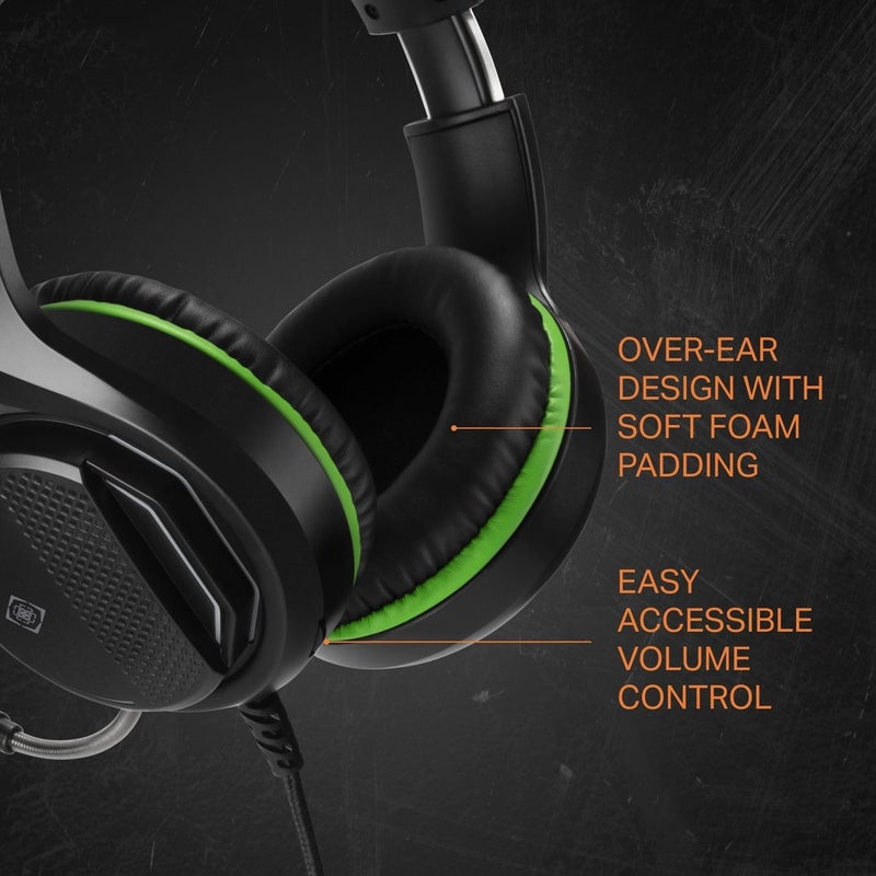 DELTACO GAMING Stereo Gaming Headset for Xbox Series S/X 1 x 3.5mm Connector Black/Green - Image 3