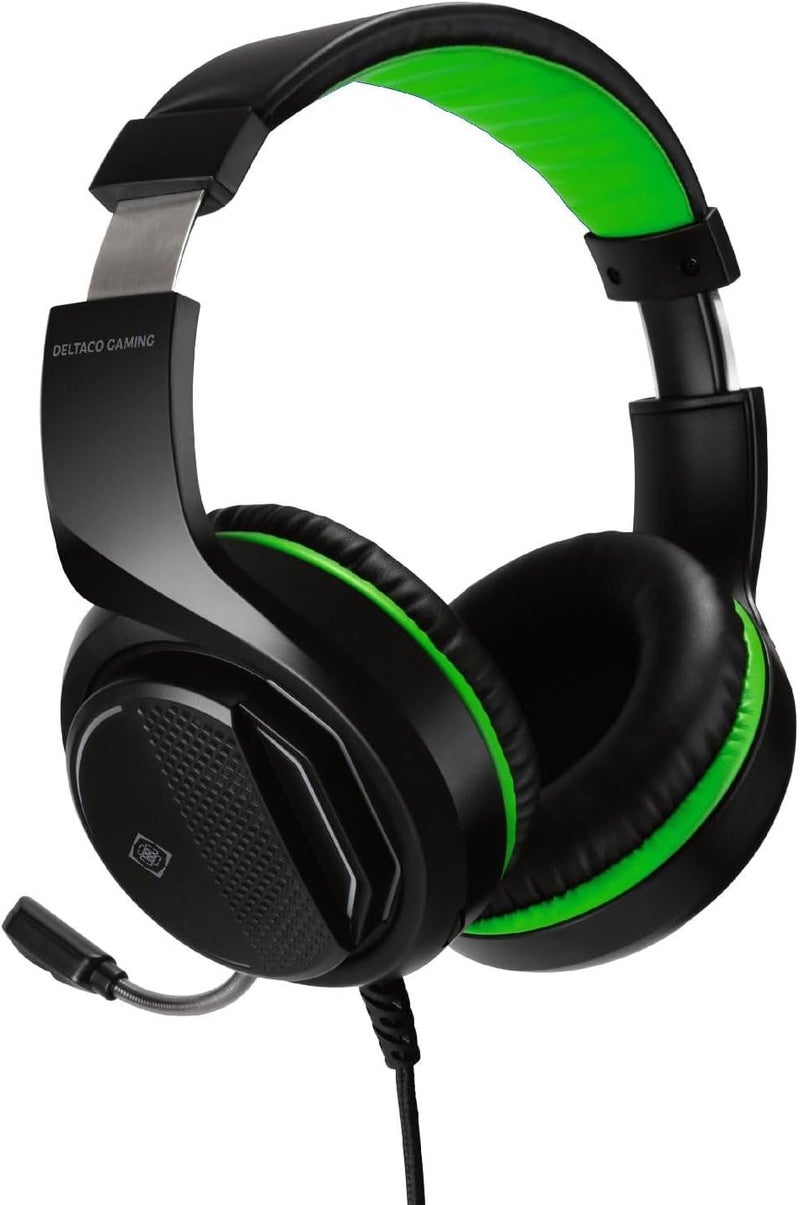 DELTACO GAMING Stereo Gaming Headset for Xbox Series S/X 1 x 3.5mm Connector Black/Green - Image 1
