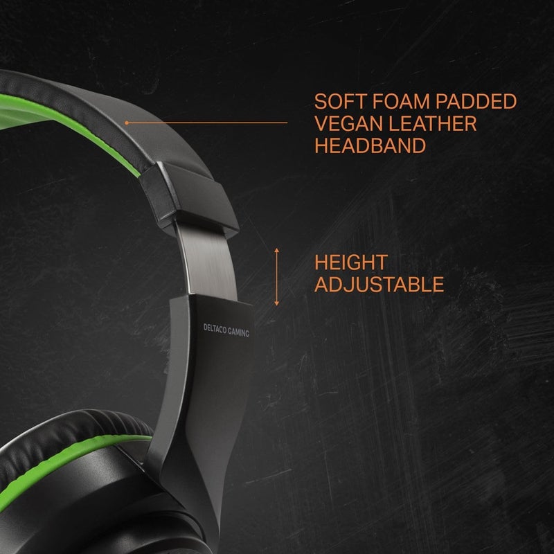 DELTACO GAMING Stereo Gaming Headset for Xbox Series S/X 1 x 3.5mm Connector Black/Green - Image 4