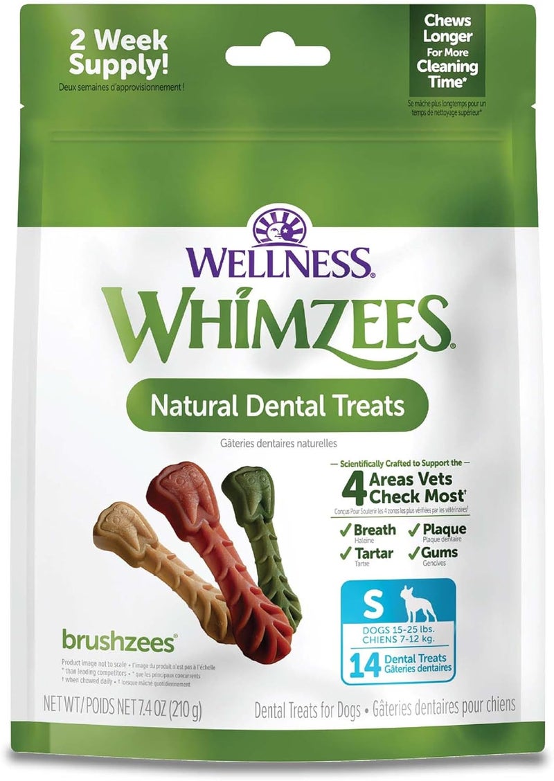 WHIMZEES Wellness Daily Brushzees Dog Dental Treats, Natural Chews, Small Size Stick, (14 Count) - Image 1