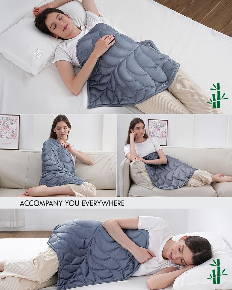 Kaisa Weighted Lap Blanket 5lbs 23'' x 29'' Small Weighted Blanket for Adults Made from Bamboo Viscose  Travel Weighted Blankets  Machine Washable  Gray - Image 5